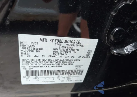 2025 Ford Explorer Platinum from USA, damaged, VIN 1FMUK8HHXSGA09590